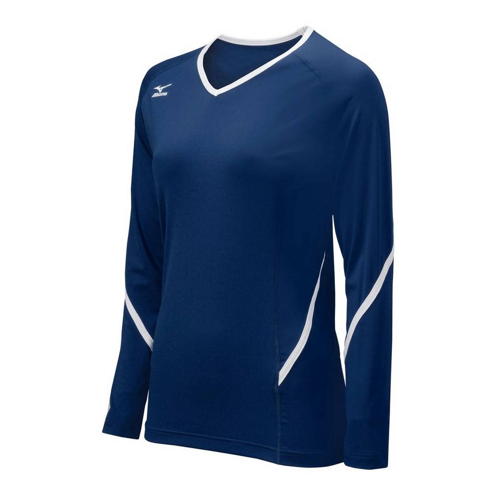 Mizuno Techno Generation Long Sleeve - Bayan Forma - Lacivert/Beyaz Türkiye (HEFNBQ-376)